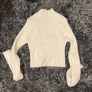 Cream edikted cropped cutout front sweater